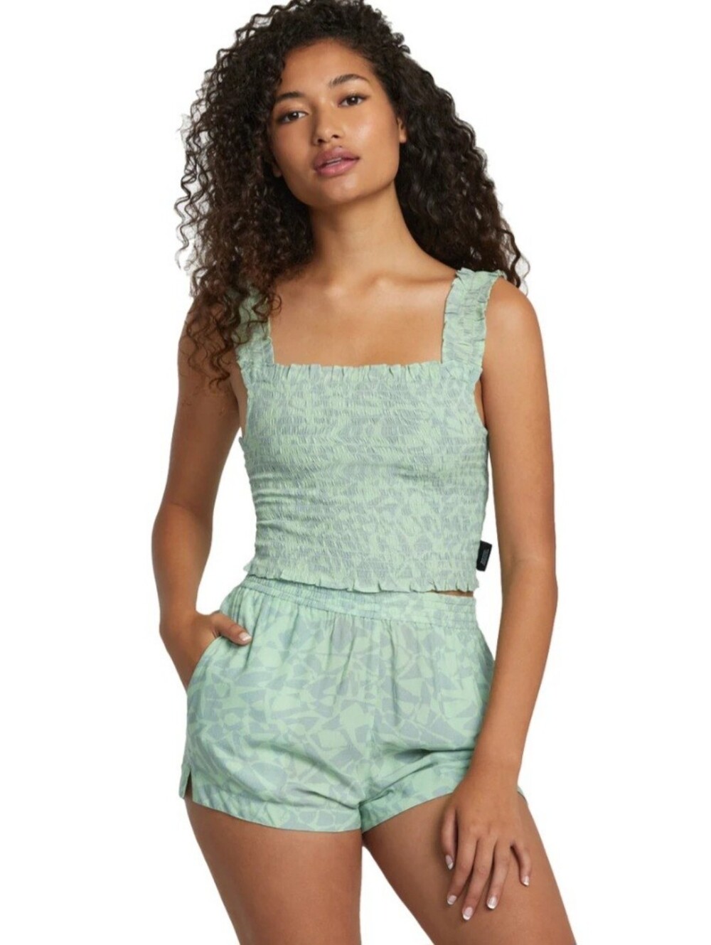 RVCA Terrace Eco Tank Top Green/Grey SZ LARGE